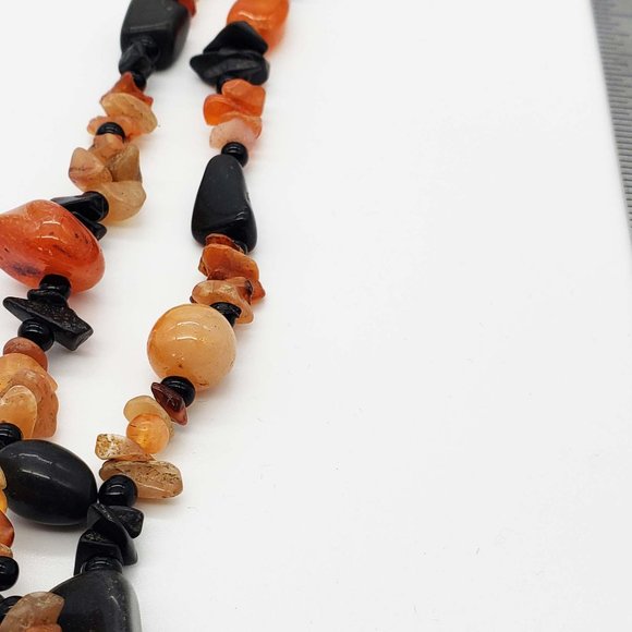 Vintage hematite and carnelian semi-precious gemstone necklace - Picture 5 of 5